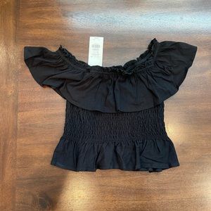 NWT black ruffle crop